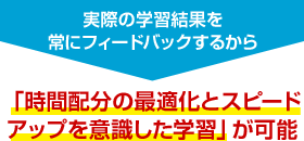 実際の学習結果を常にフィードバックするから「時間配分の最適化とスピードアップを意識した学習」が可能